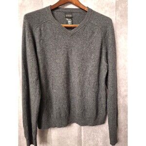 Men's Gray Cashmere Crewneck Pullover Sweater Sz XL Preppy Academia Long Sleeve